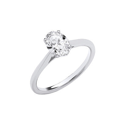 9ct White Gold 1.00ct Oval Cut Lab Grown Diamond Ring IGI Certified