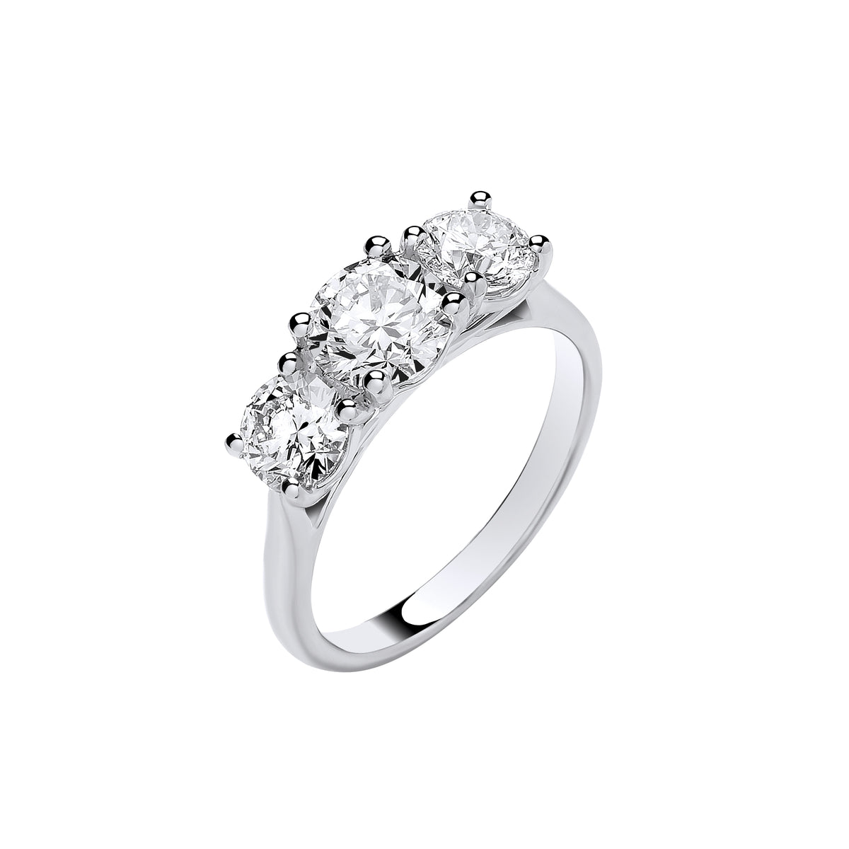 9ct White Gold 2.00ctw Trilogy Lab Grown Diamond Ring WGI Certified