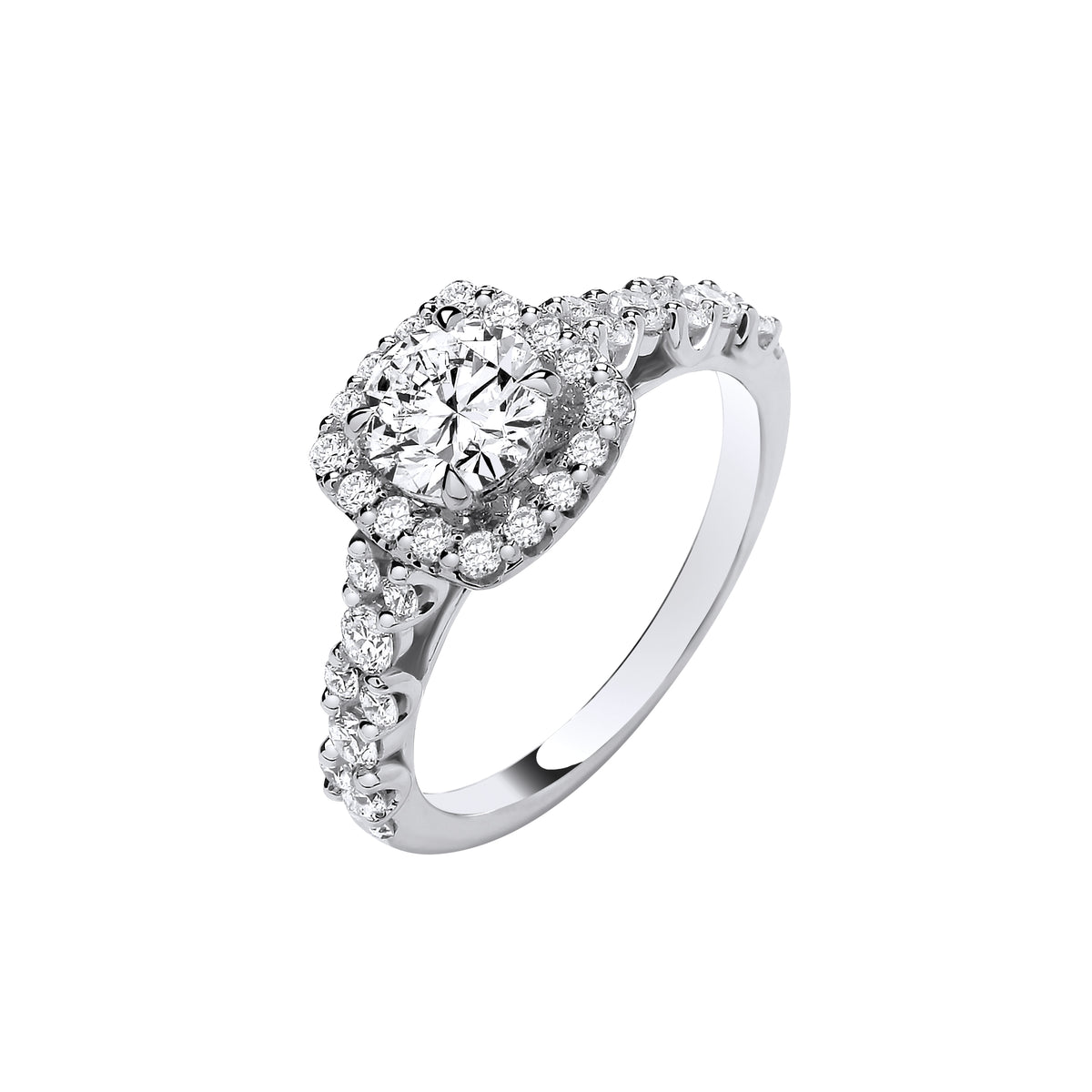9ct White Gold 1.75ct Brilliant Cut Halo Lab Grown Dress Ring IGI Certified