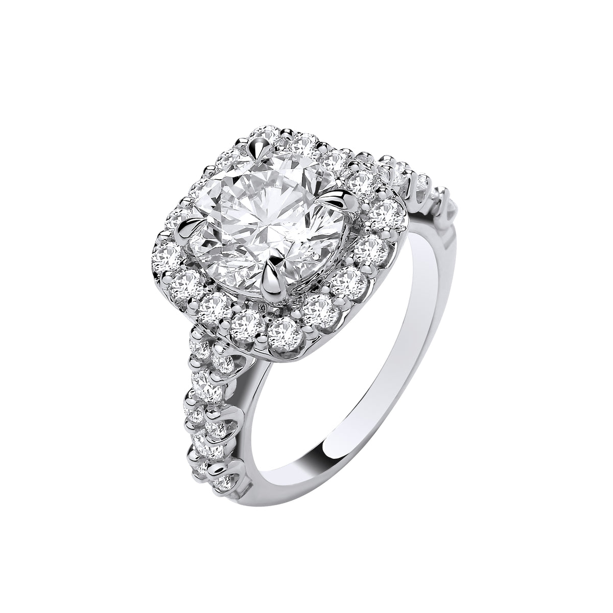 9ct White Gold 4.05ct Brilliant Cut Halo Lab Grown Dress Ring IGI Certified