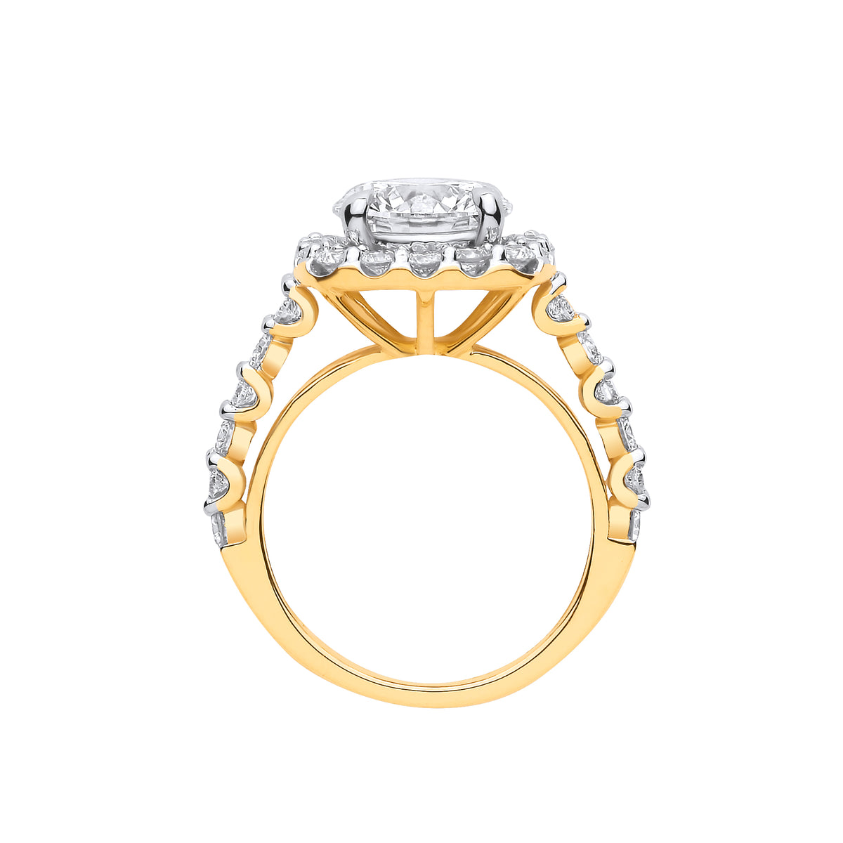 9ct Yellow Gold 3.05ct Brilliant Cut Halo Lab Grown Dress Ring IGI Certified