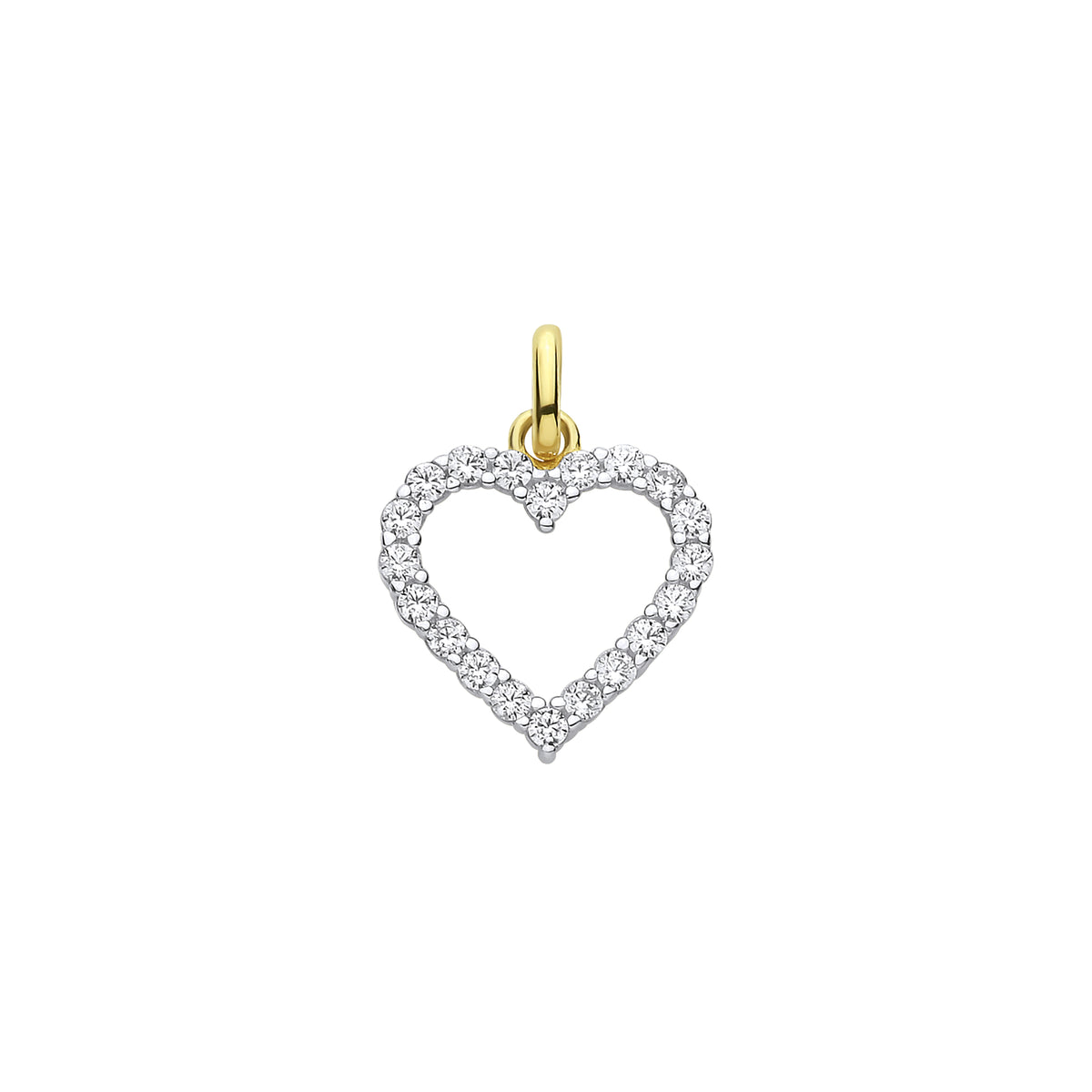 9ct Yellow Gold Cut out CZ Heart Pendant