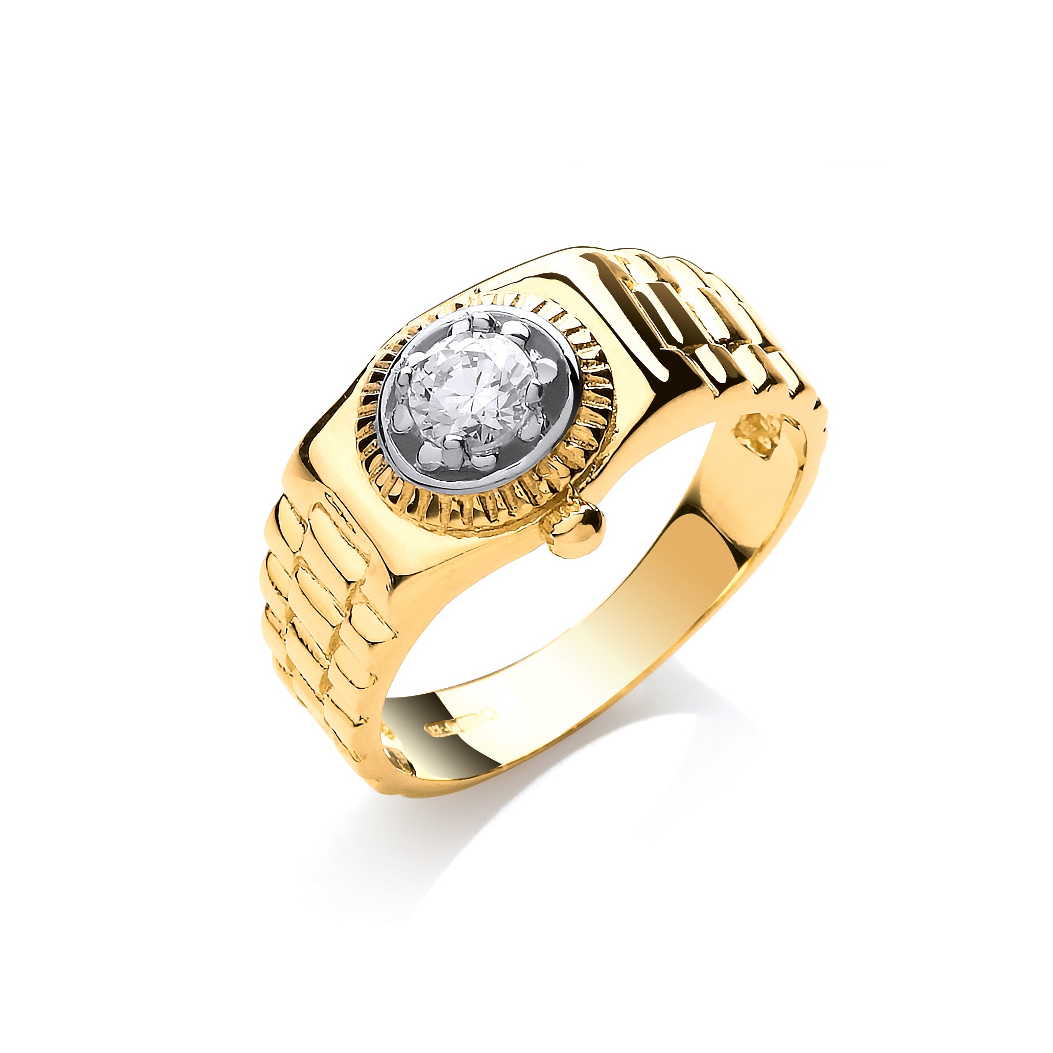 9ct Yellow Gold Gents Cubic Zirconia Ring