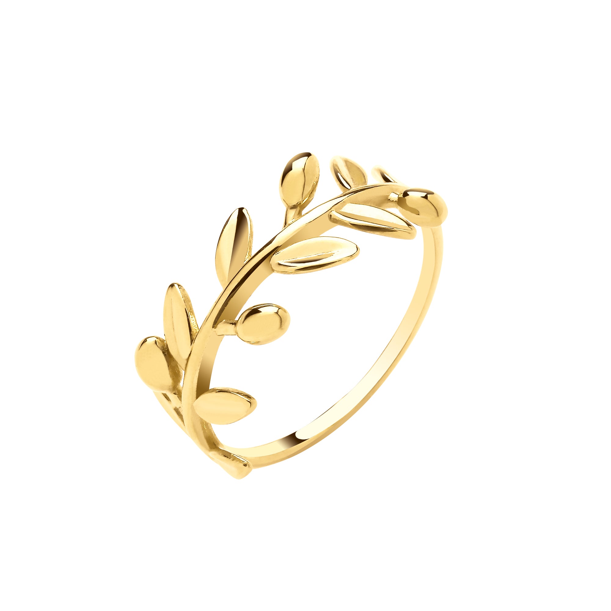 9ct Yellow Gold Leaf Branch Design Ladies Ring