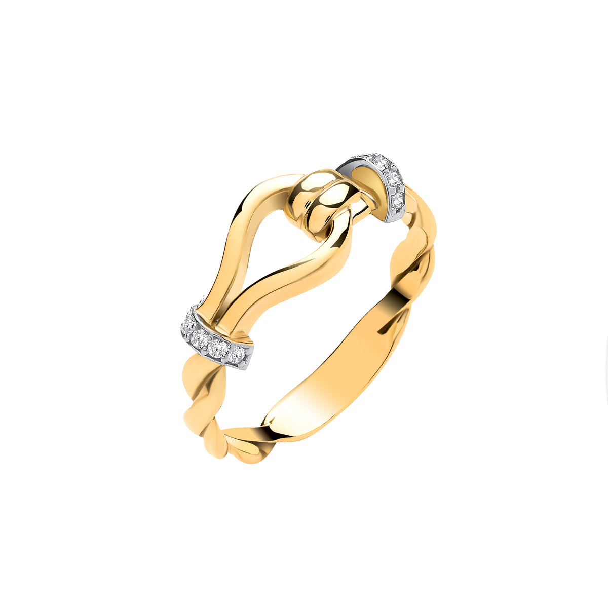 9ct Yellow Gold Plain Hook with Twist Band Ladies Ring