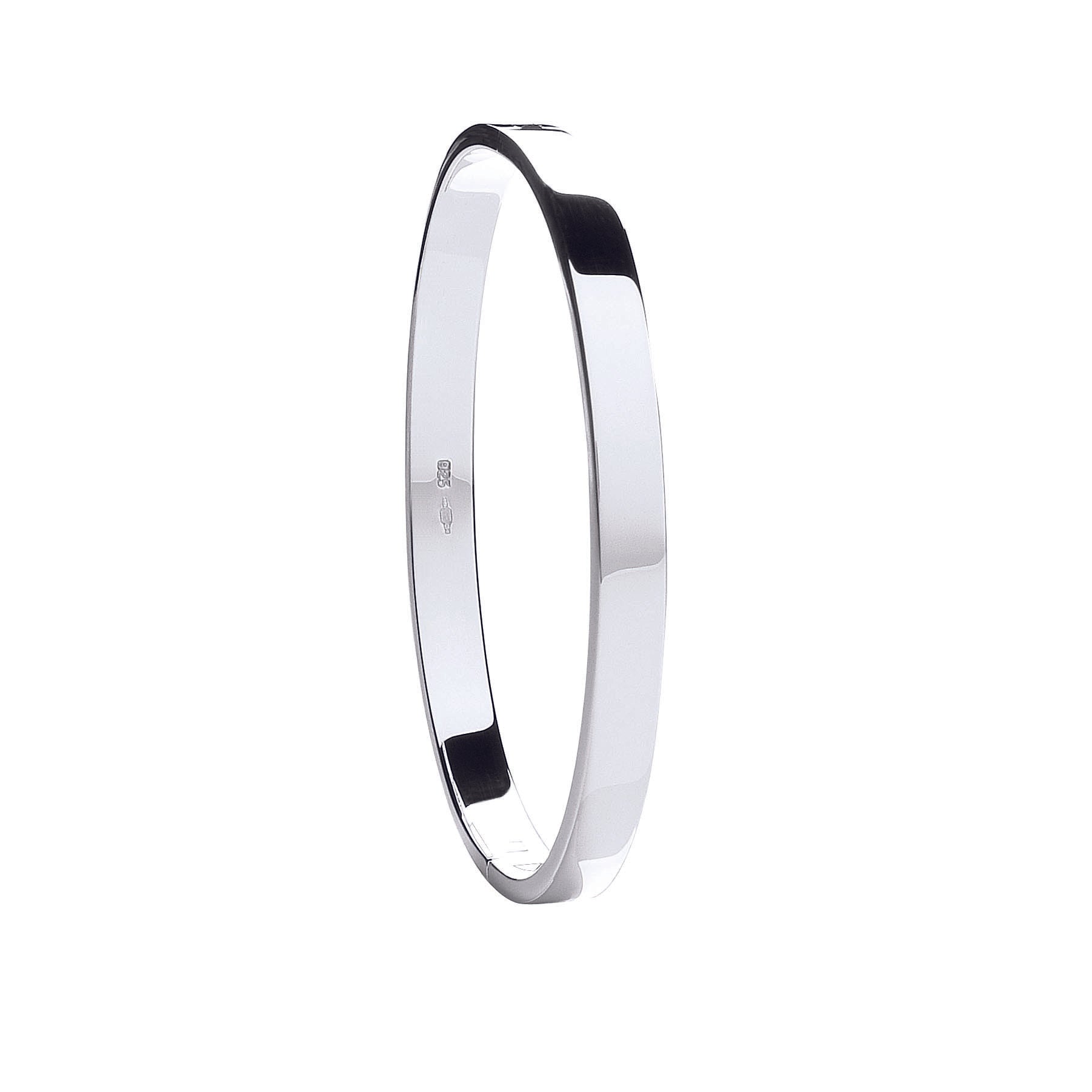 925 Silver Solid 6mm Oval Shaped Hinged Bangle