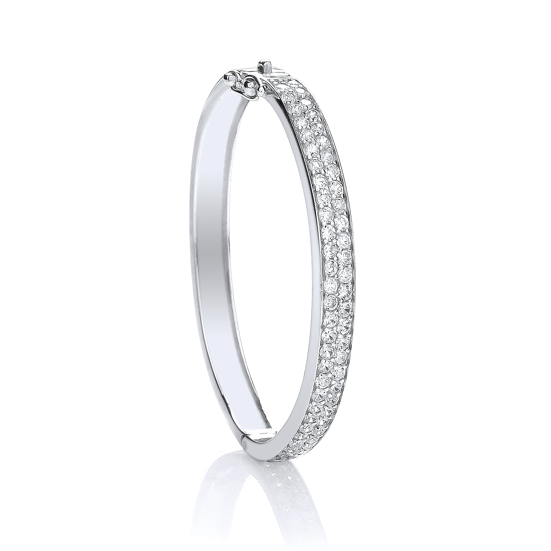 925 Sterling Silver Baby 2 Row Cz Bangle