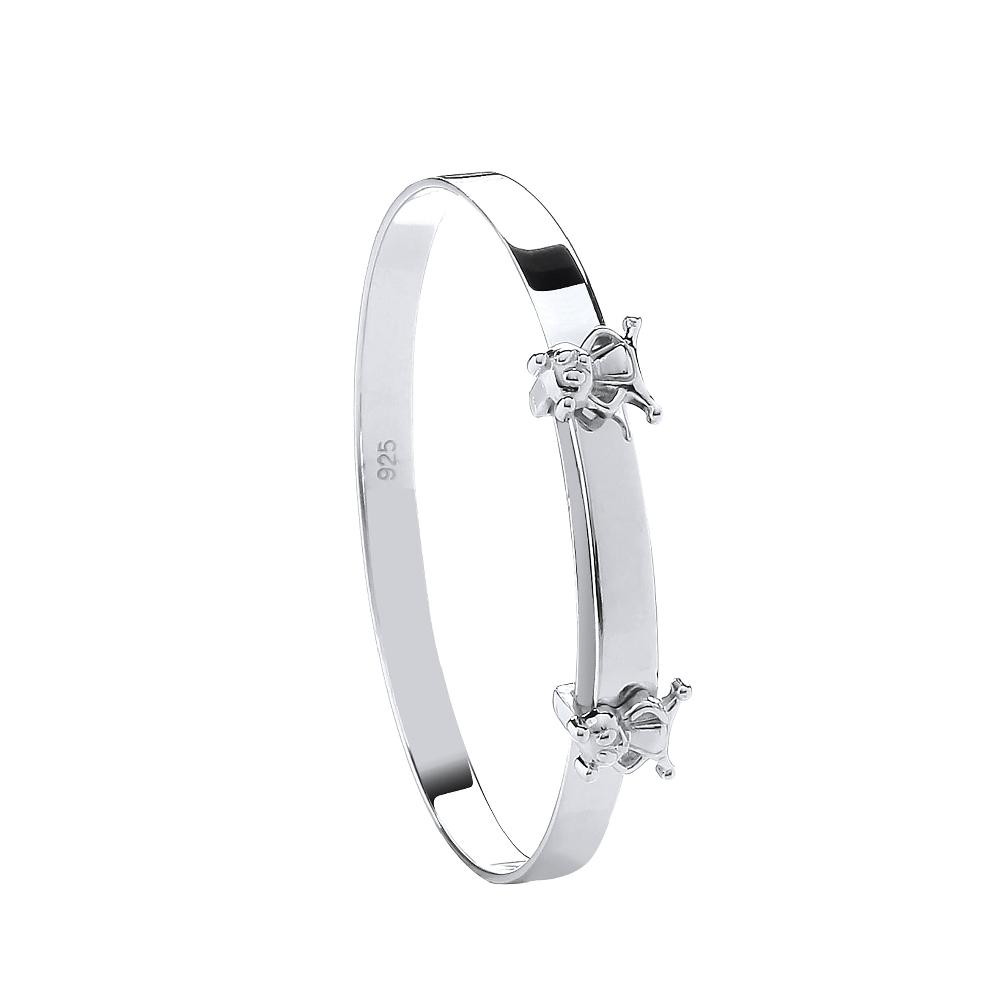925 Sterling Silver Expandable Teddy Bears Baby Bangle