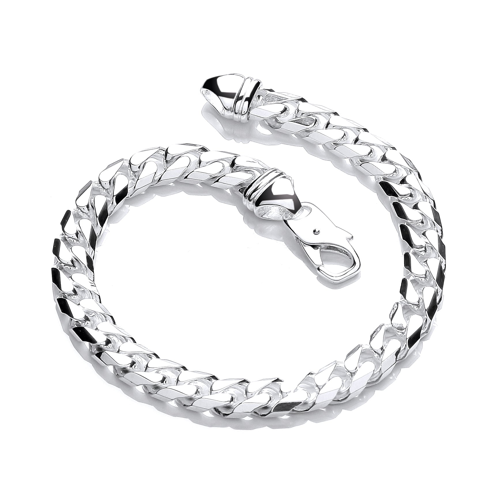 925 Sterling Silver 9.5mm Curb Gents 8" Bracelet