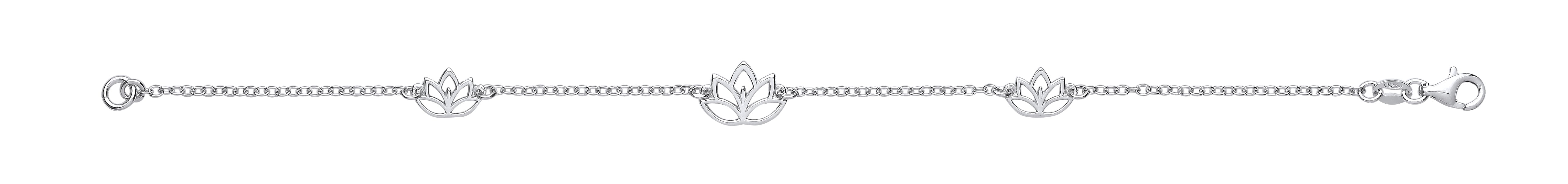 925 Sterling Silver Lotus Flowers Ladies Bracelet