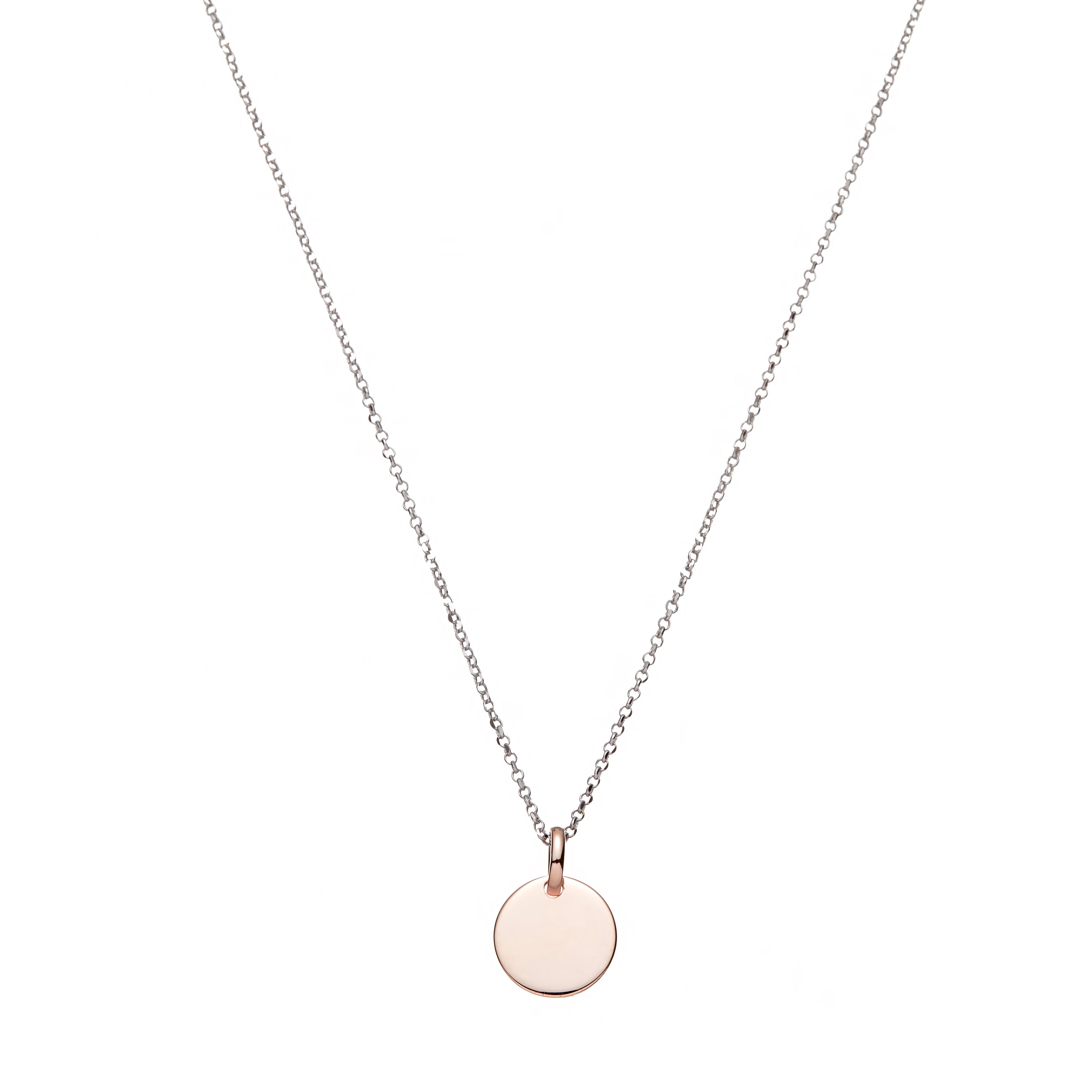 925 Sterling Silver Chain with Solid Rose Circle Pendant