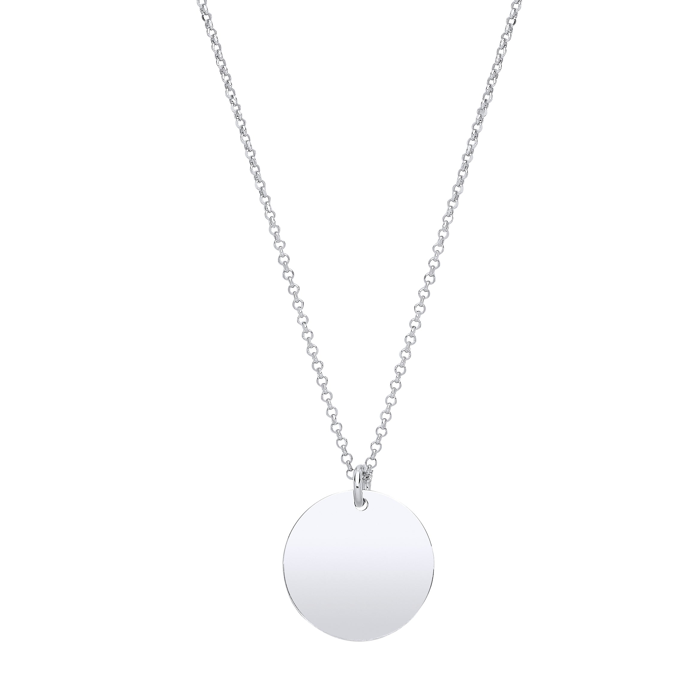 925 Sterling Silver Plain Round Pendant With Chain