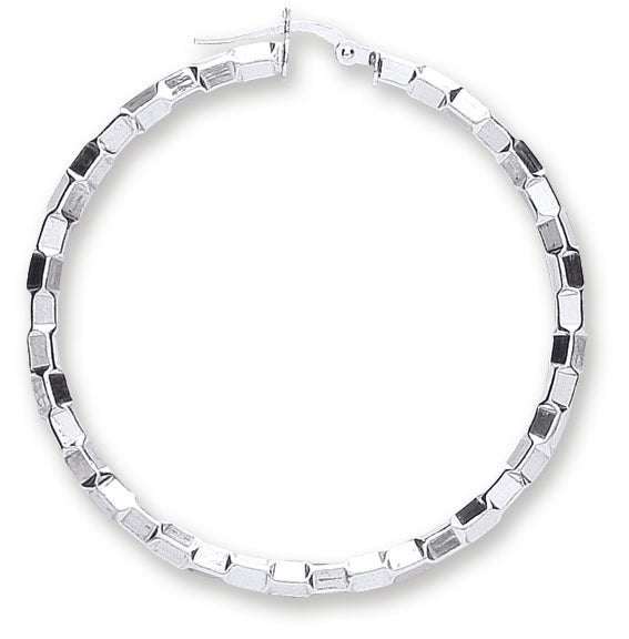 925 Sterling Silver Fancy Hoop Earrings