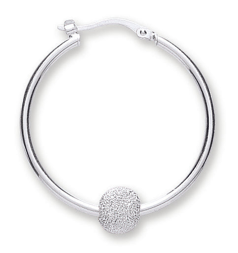 925 Sterling Silver Glitter Ball Hoop Earrings