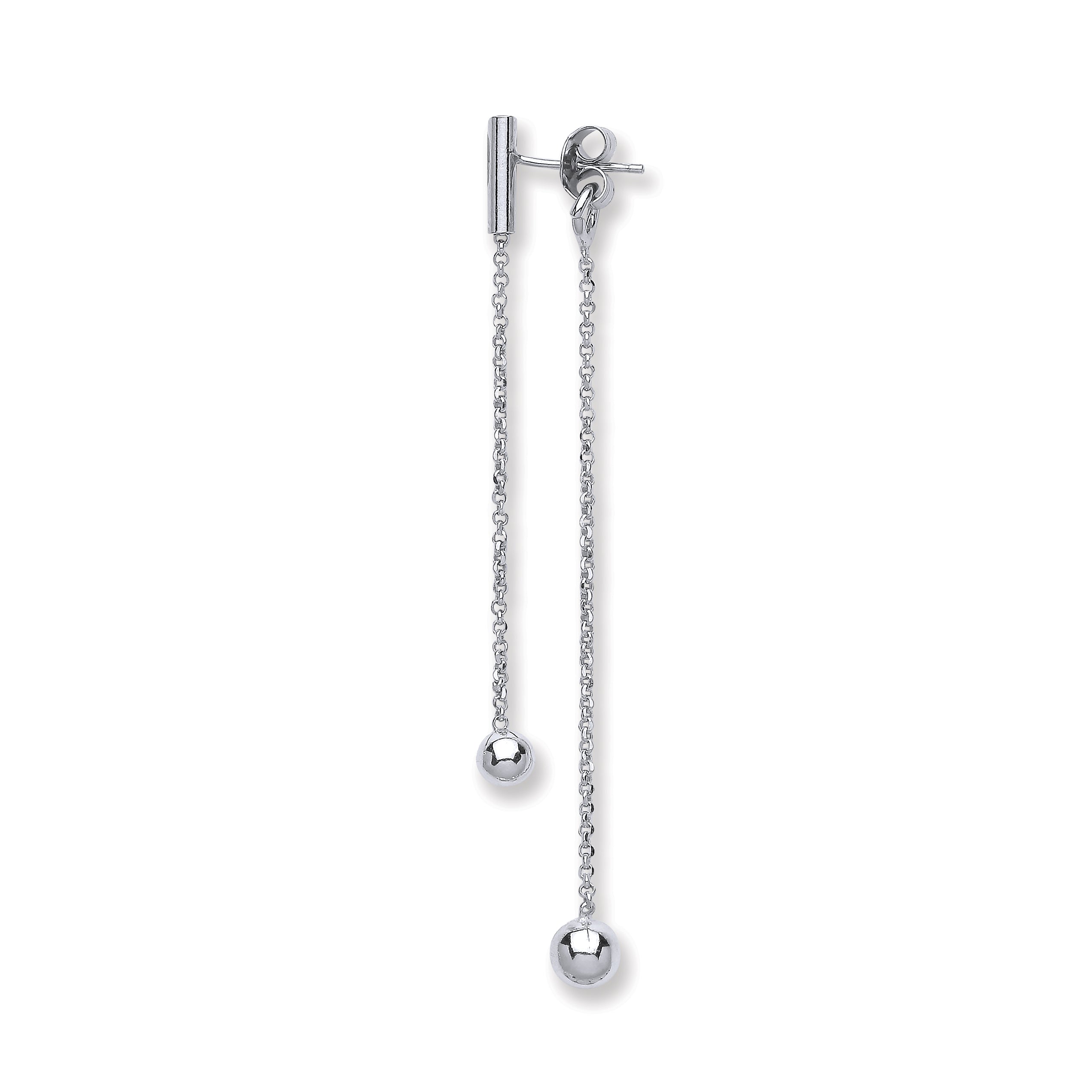 925 Sterling Silver Two Strand Ball Drop Earrings