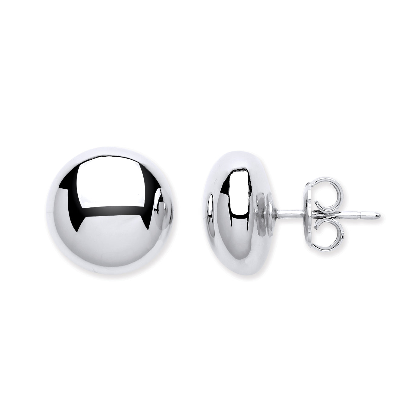 925 Sterling Silver 13mm Button Stud Earrings