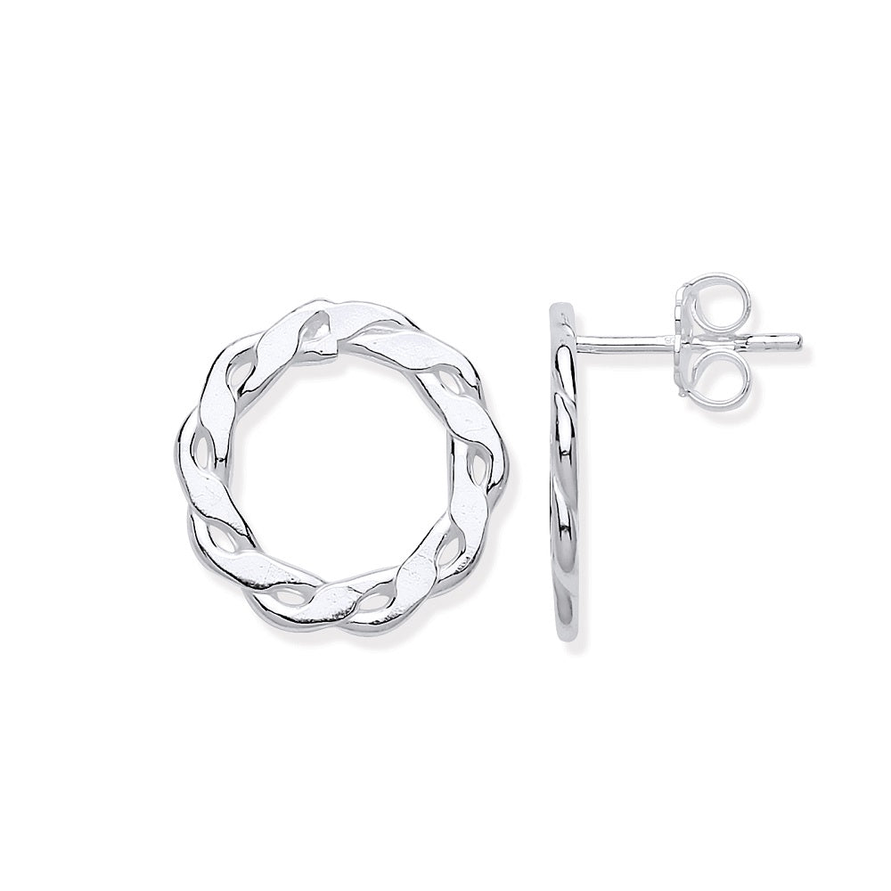 925 Sterling Silver Infinity Link, Circle Stud Earrings