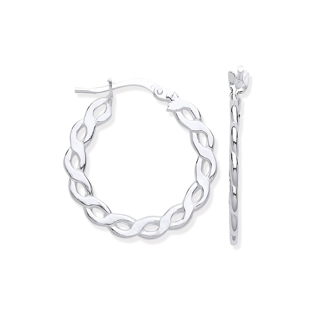 925 Sterling Silver Infinity Link, Round Hoop Earrings