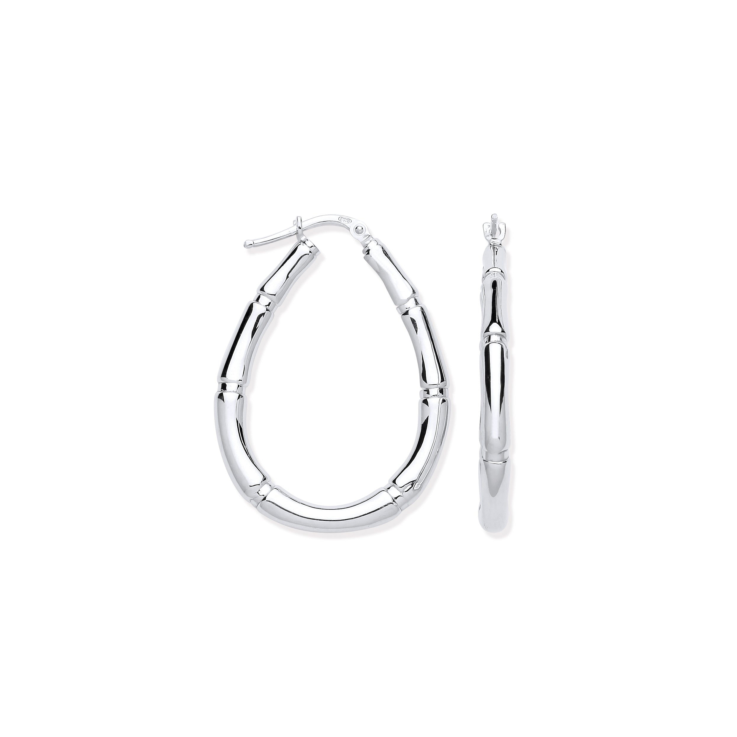 925 Sterling Silver Bamboo Creole Earrings