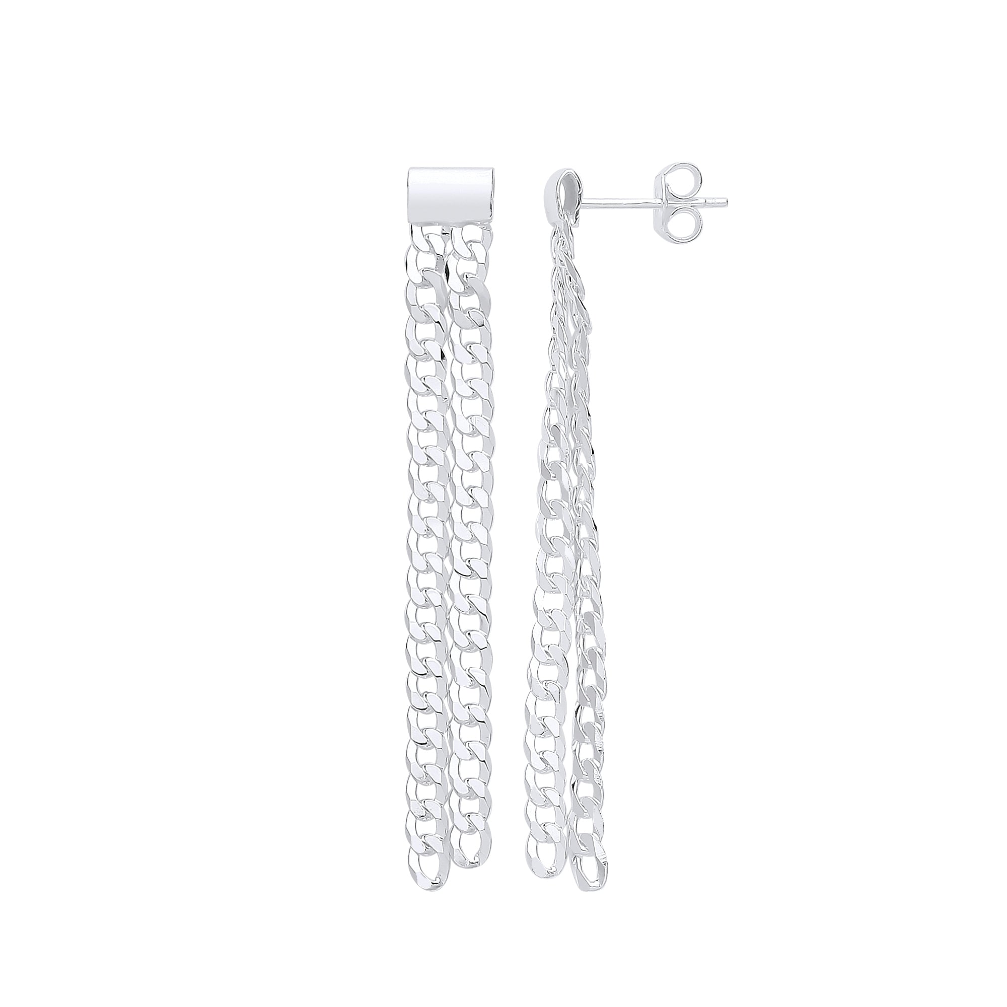 925 Sterling Silver Curb Chains Drop Earrings