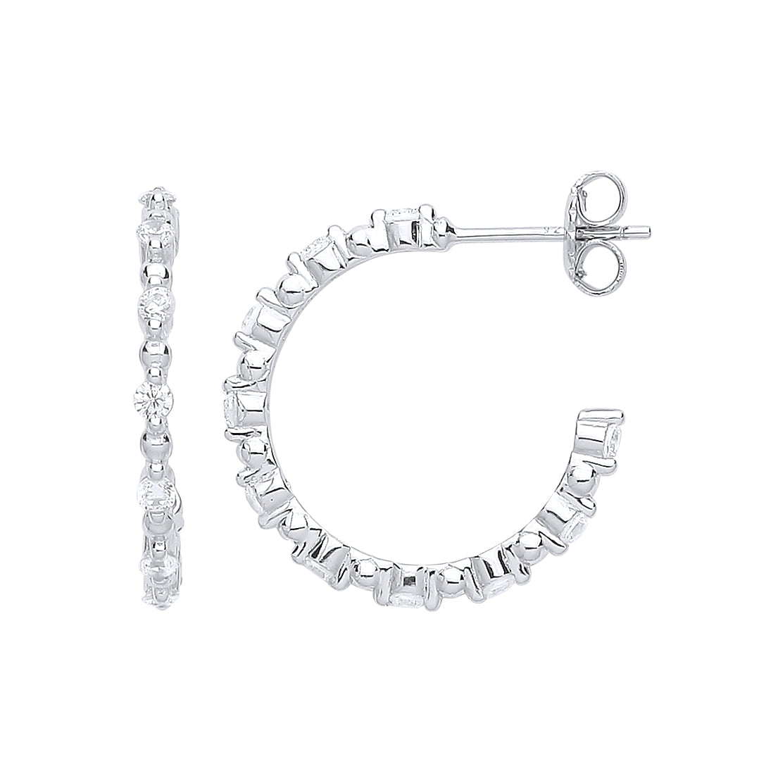 925 Sterling Silver Cubic Zirconia Hoop Earrings