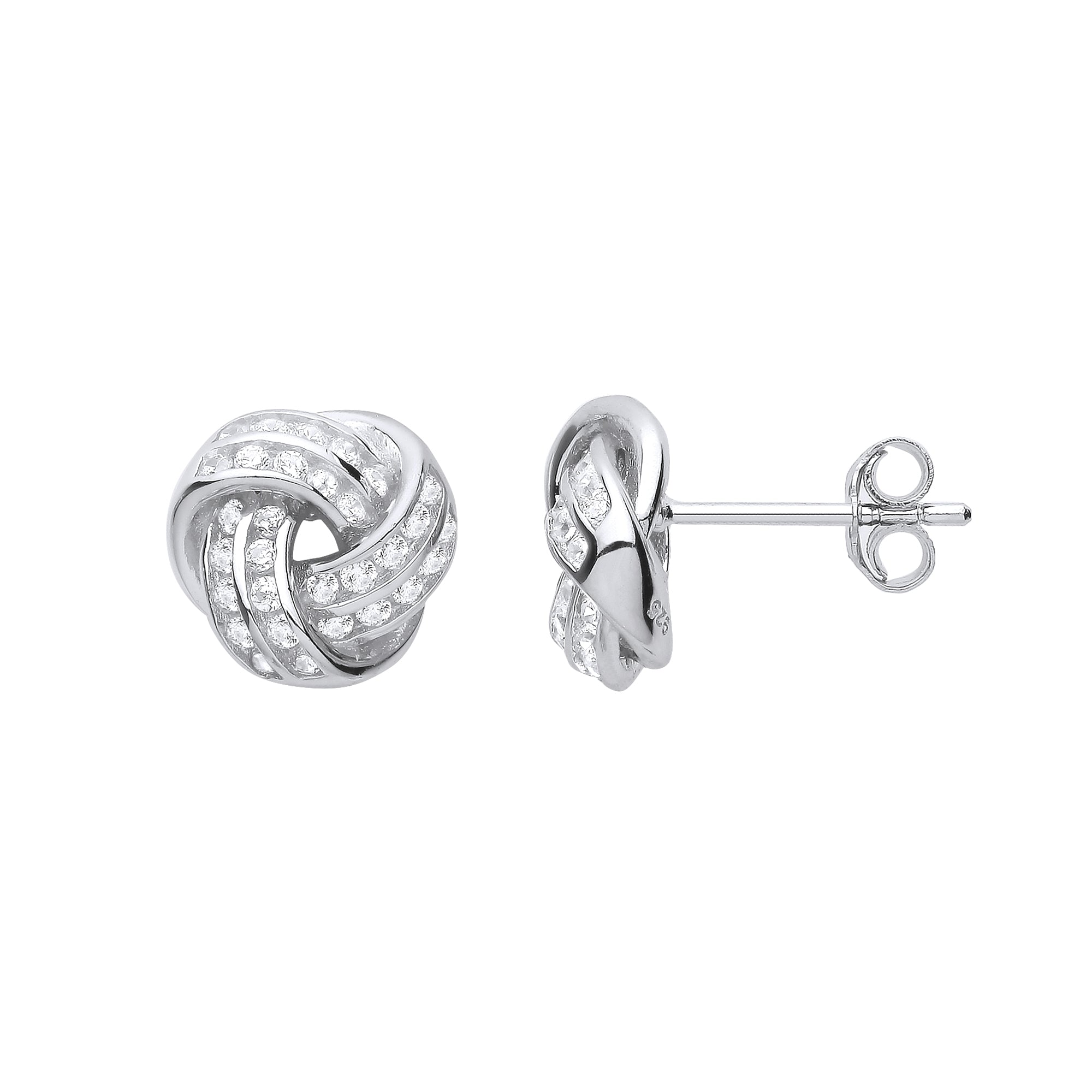 925 Silver Cubic Zirconia Knot Stud Earrings