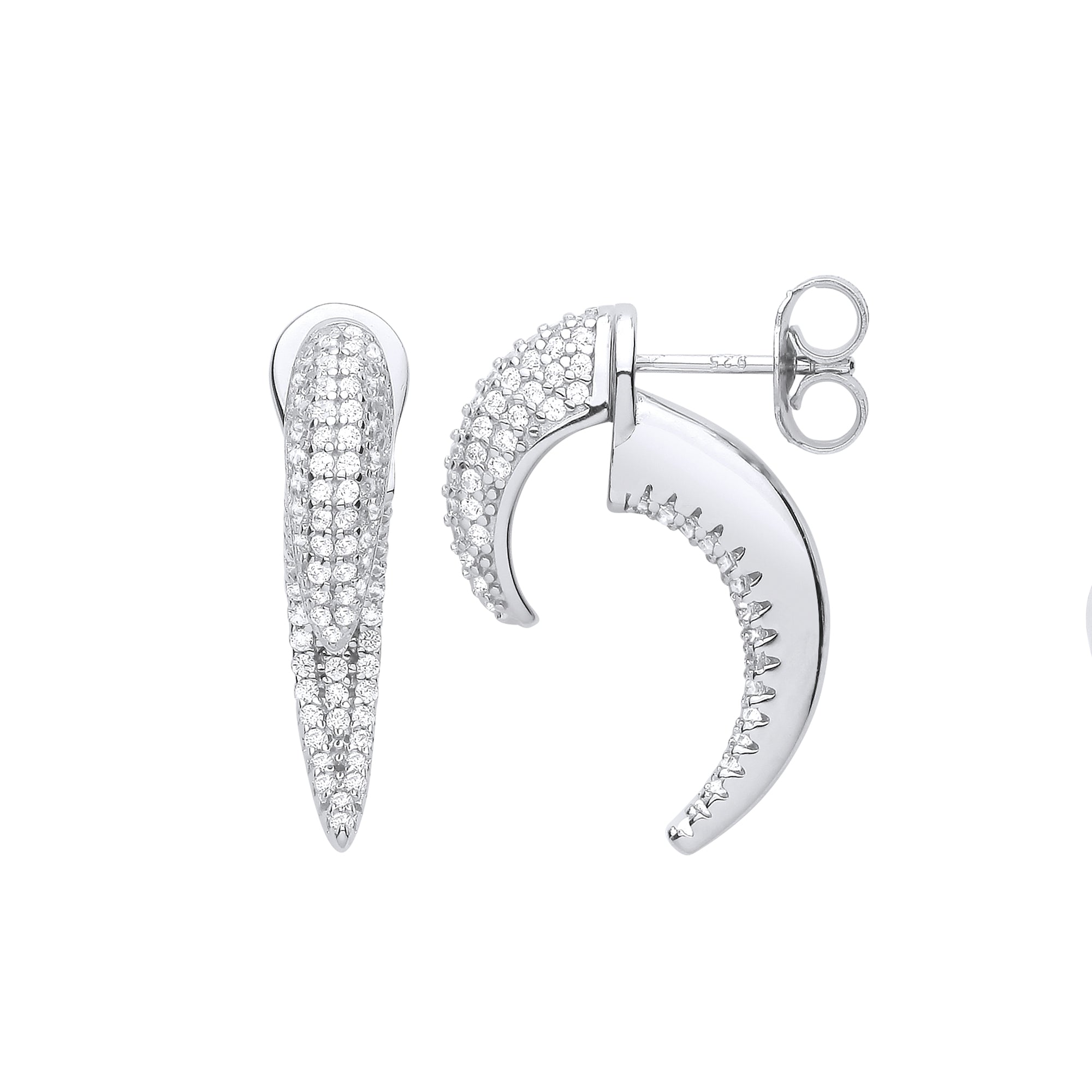 925 Sterling Silver Cubic Zirconia Talon Earrings