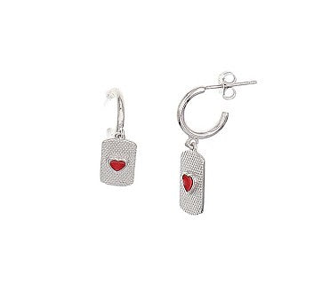 925 Sterling Silver Dog Tag Hollow Tube Drop Earrings