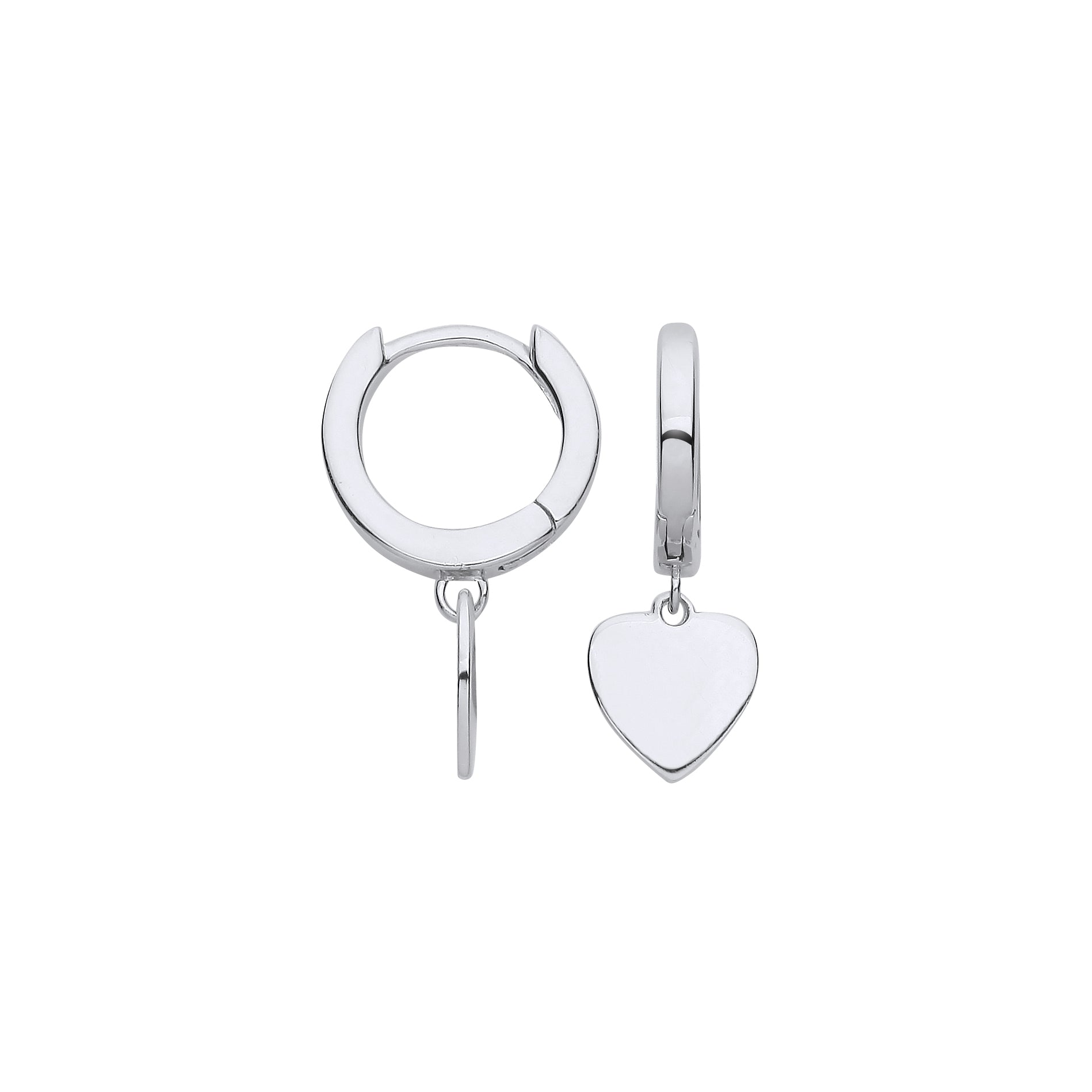 925 Sterling Silver Heart Hinged Huggies