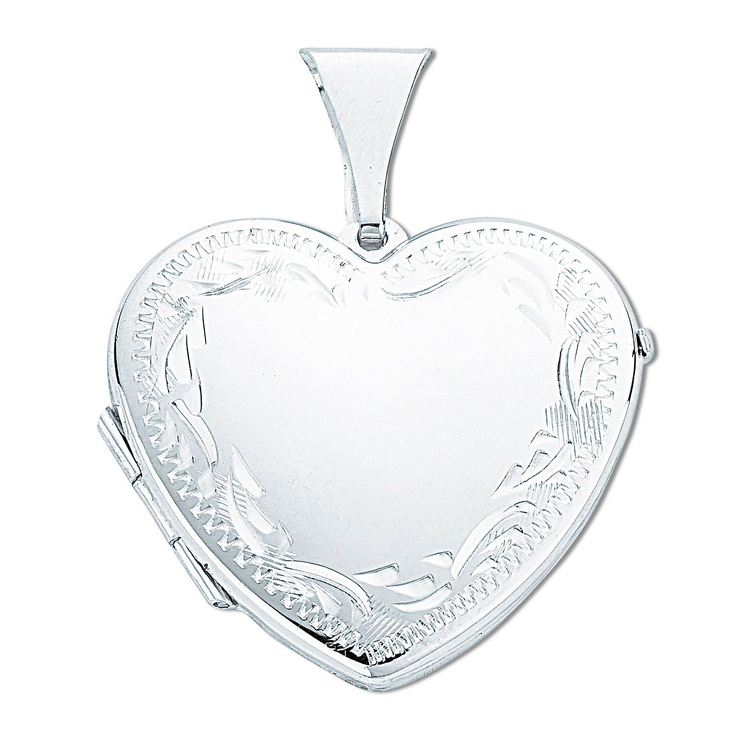 925 Sterling Silver Large Engraved Heart Shaped Locket with Chain