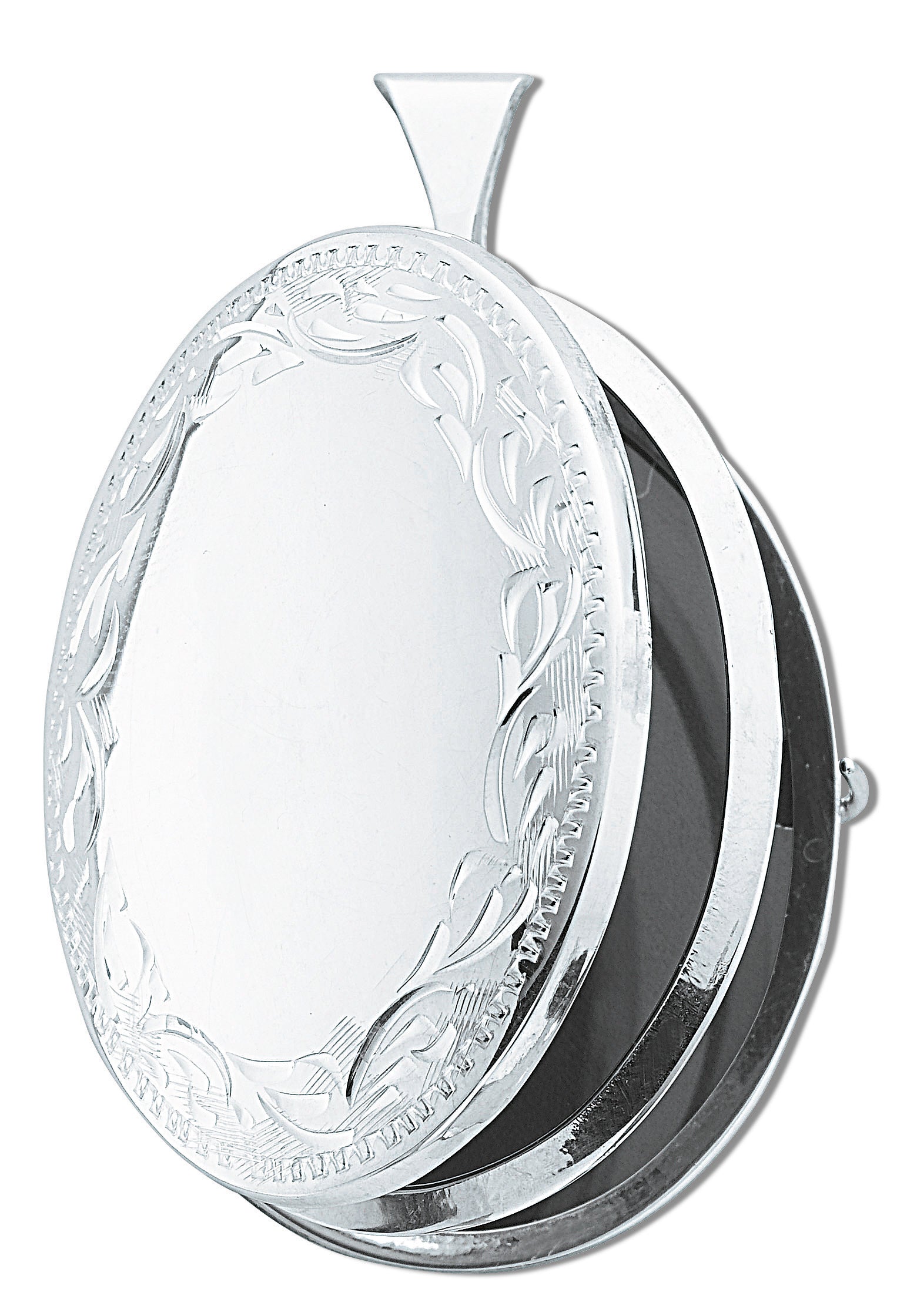 925 Sterling Silver Large Engraved Oval Shaped Family Locket