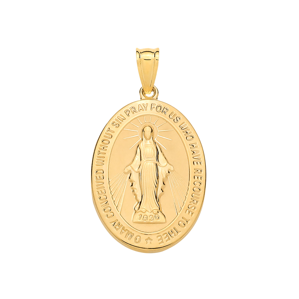 9ct Yellow Gold Virgin Mary Hollow Medallion