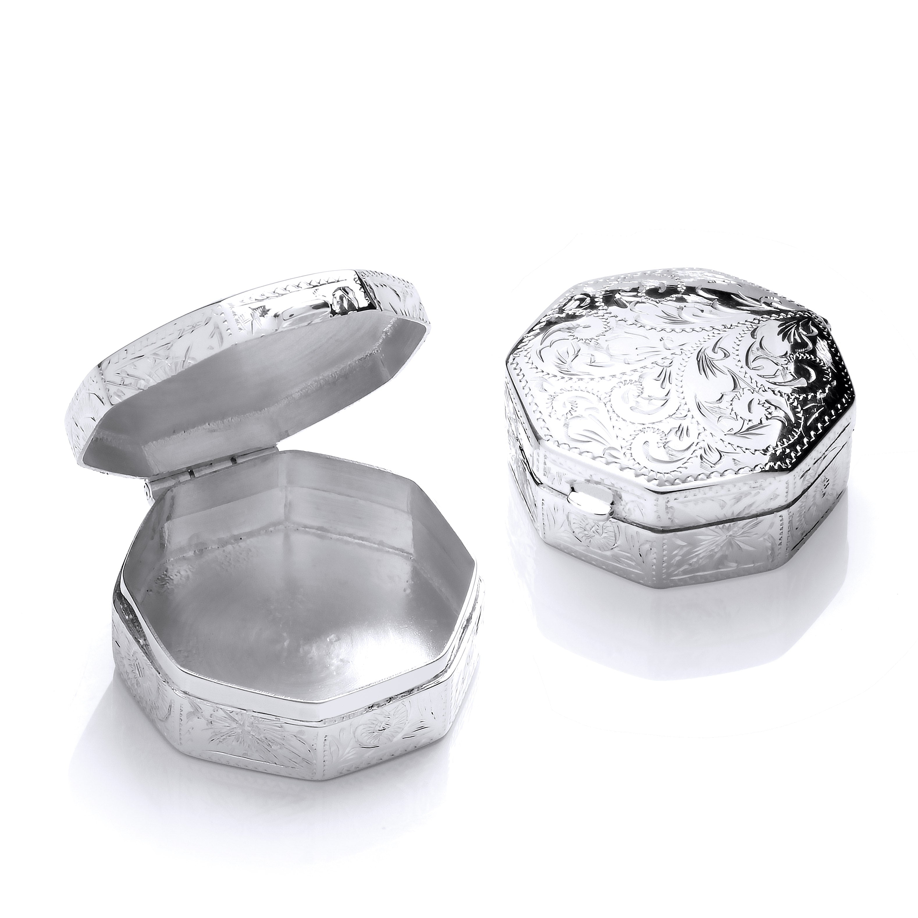 925 Sterling Silver Trinket (Pill) Octagon Design Box