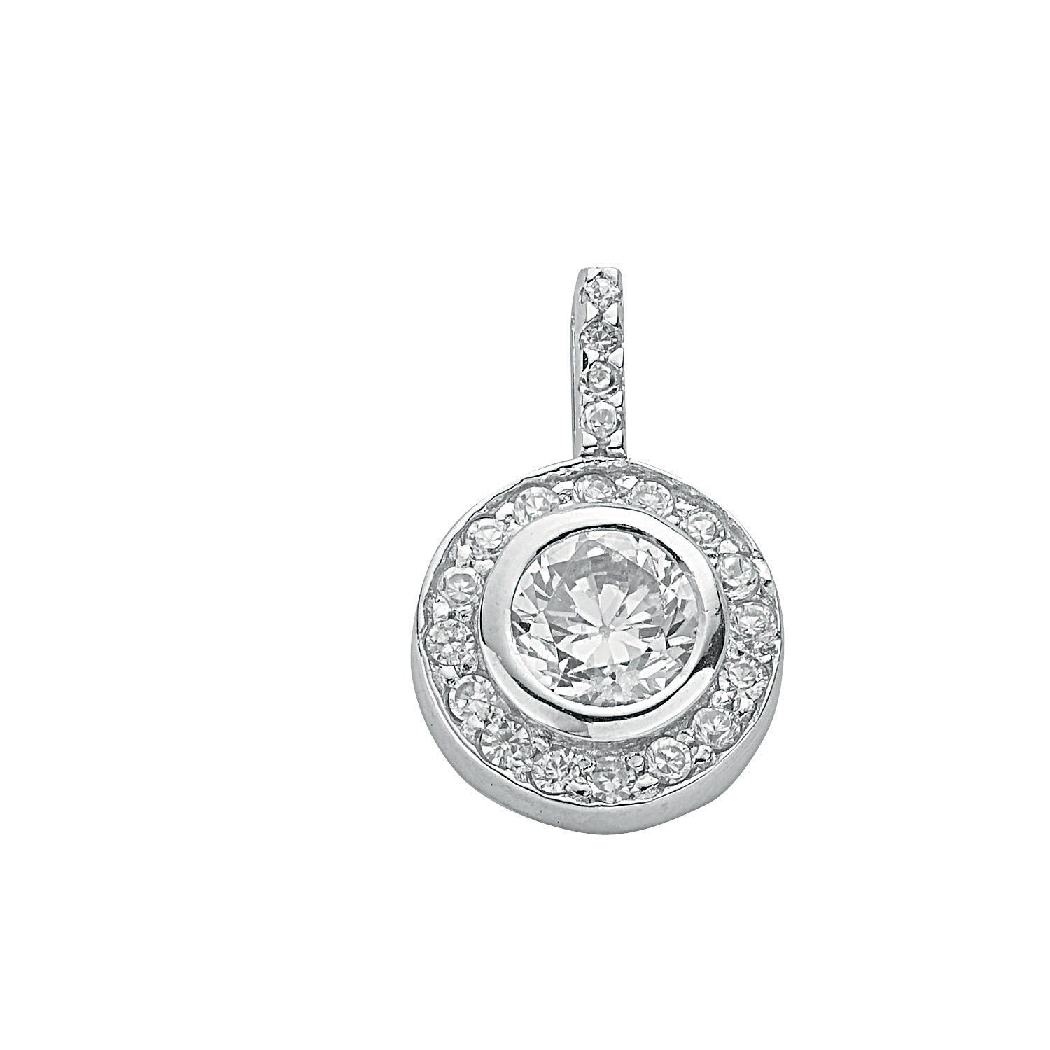 925 Sterling Silver Cz Cluster Drop Pendant with Chain