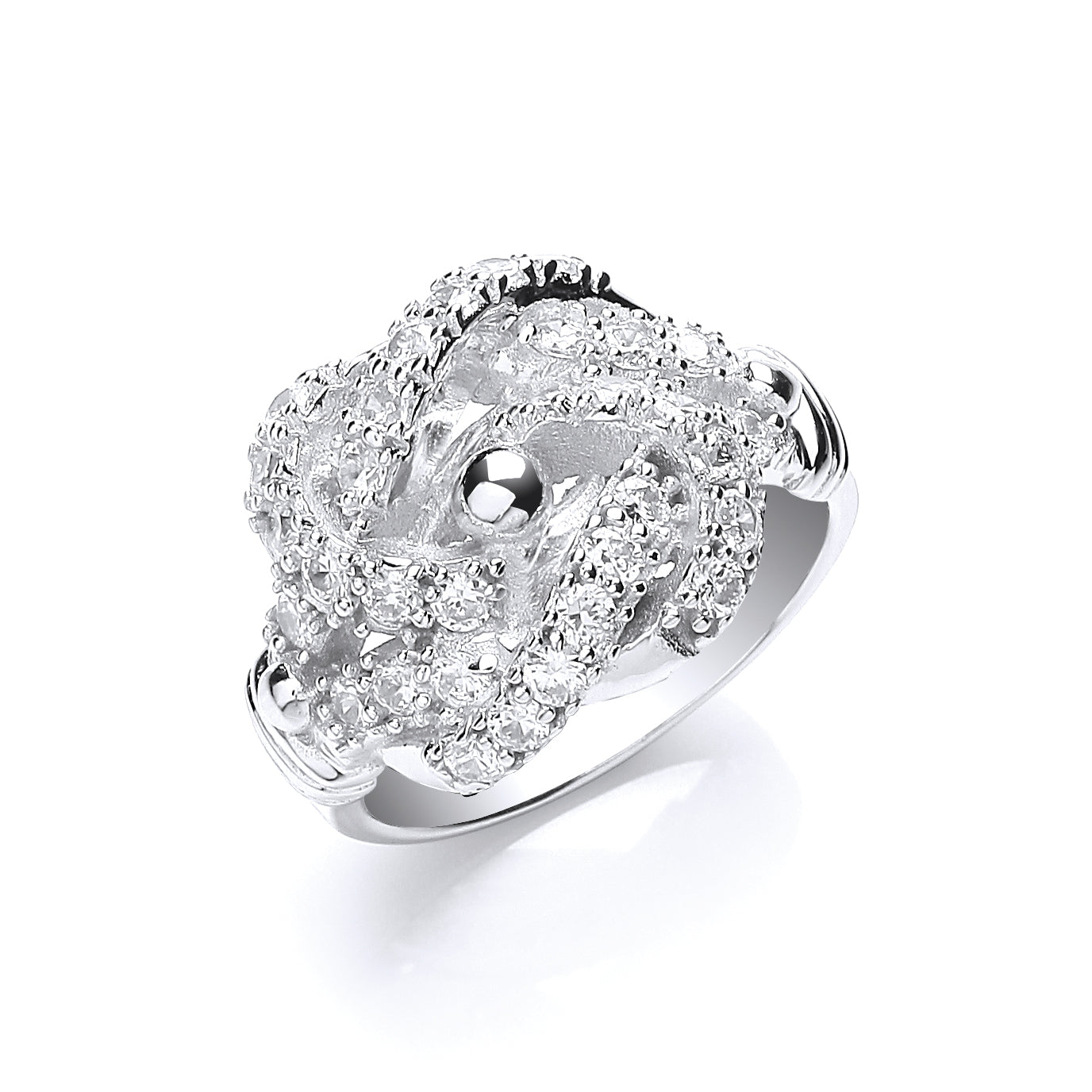 925 Sterling Silver Cz Knot Gents Ring