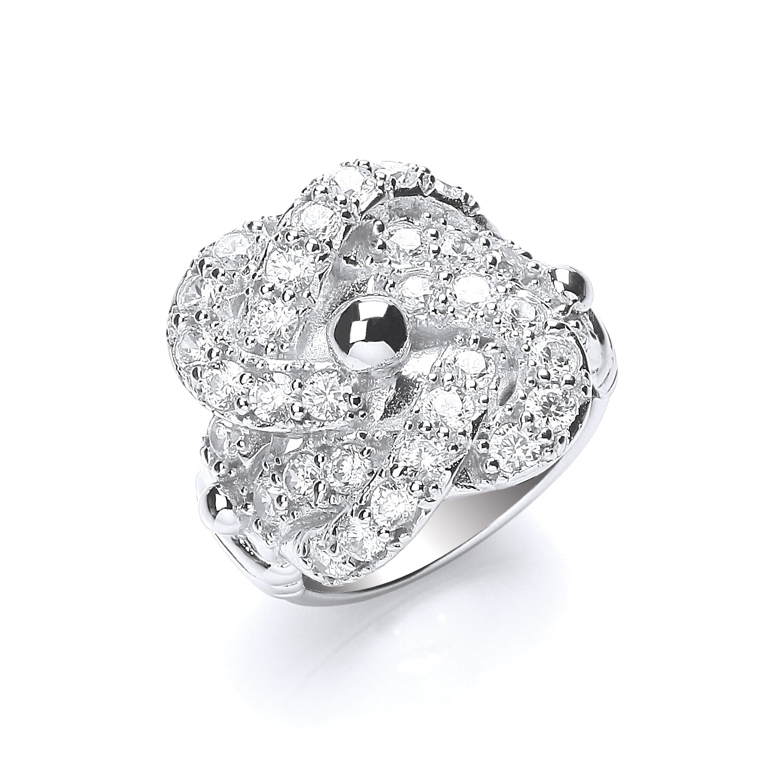 925 Sterling Silver Cz Knot Gents Ring