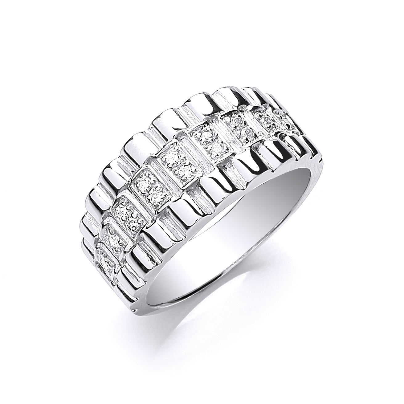925 Sterling Silver Gents Cz Ring