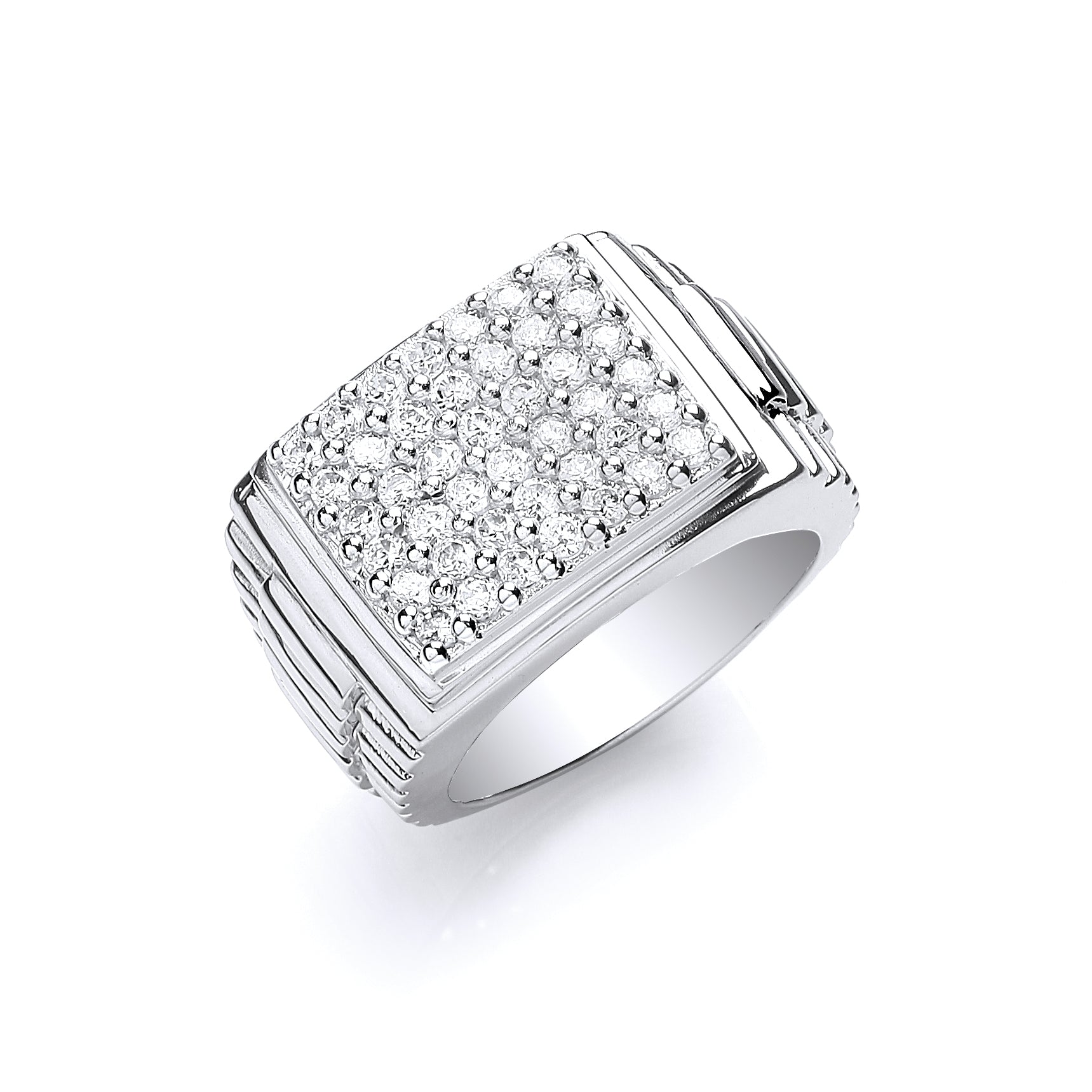 925 Sterling Silver Gents Square Top Cz Ring