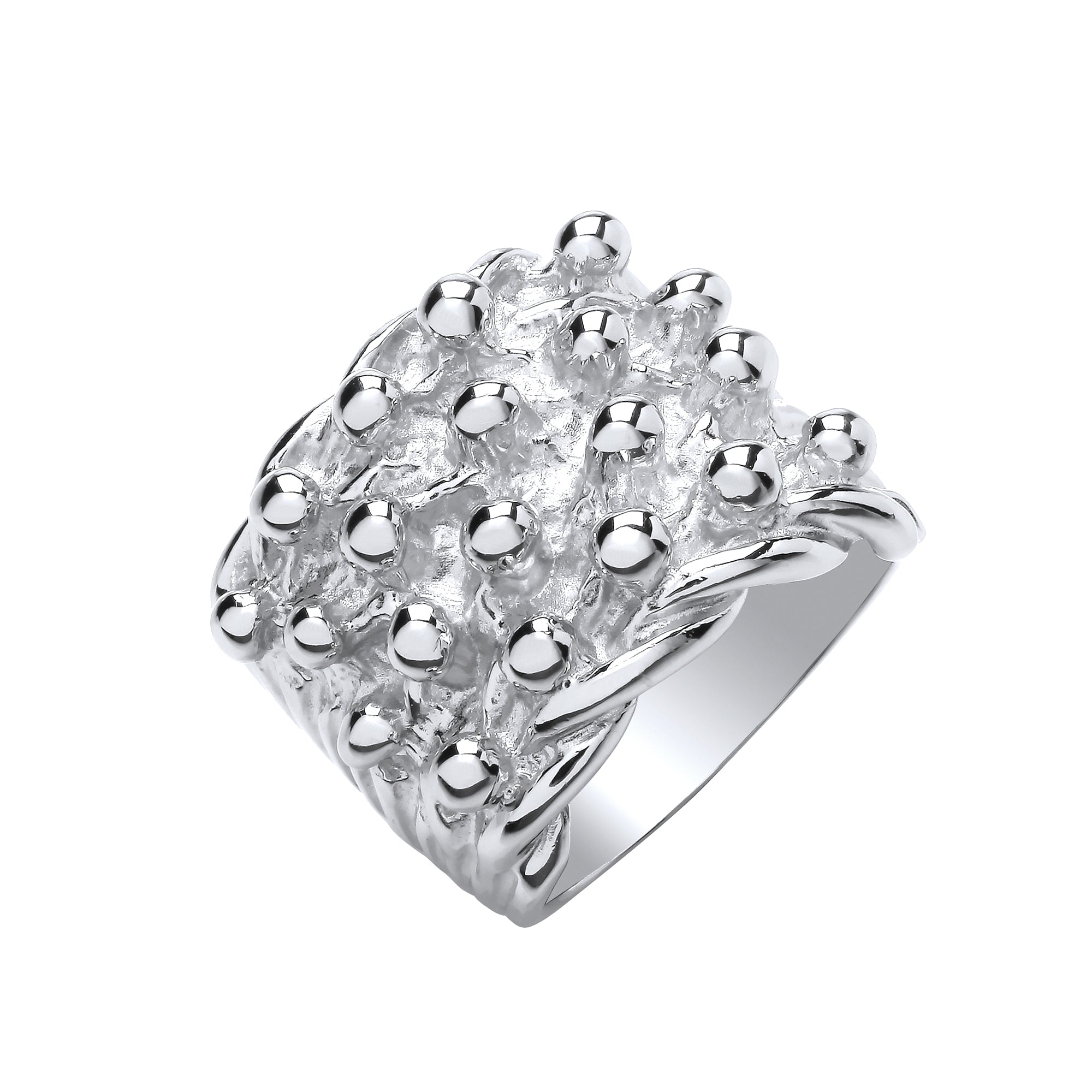 925 Sterling Silver 4 Row Keeper, Woven Back Large Ring