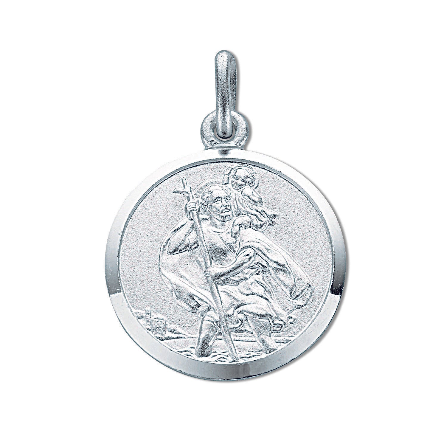 925 Sterling Silver Double Sided St Christopher Pendant with Chain
