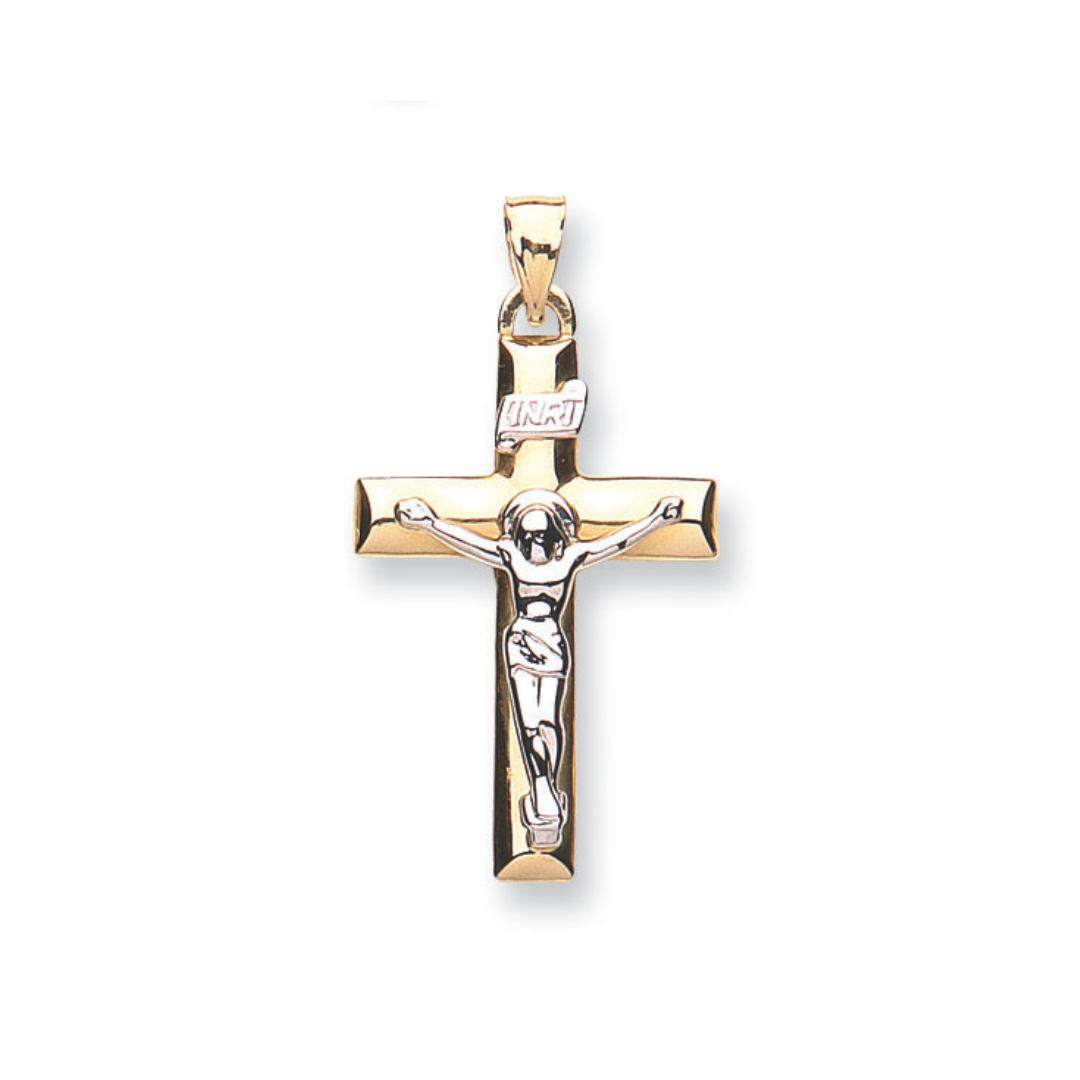 9ct White & Yellow Gold Crucifix