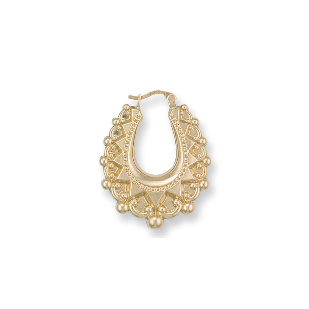 9ct Yellow Gold 37mm Fancy Oval Creoles