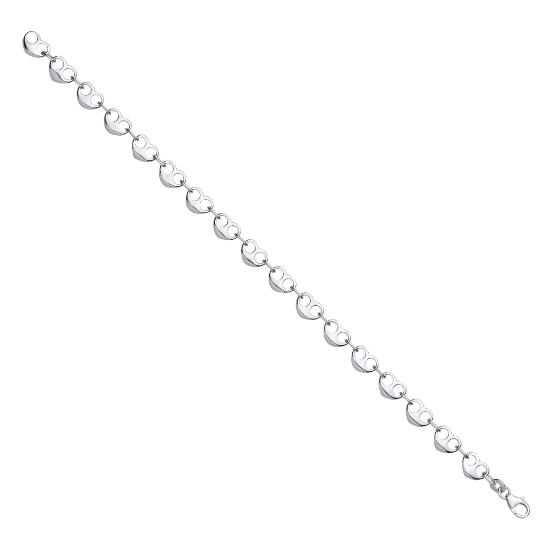 925 Sterling Silver Heart Bean Ladies Bracelet