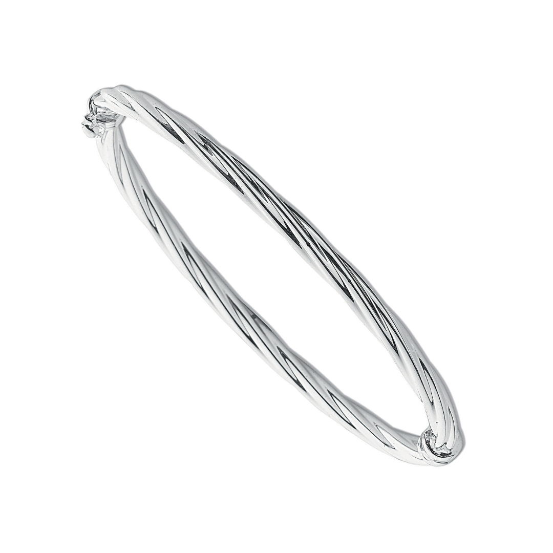 925 Sterling Silver Twisted Hollow Bangle