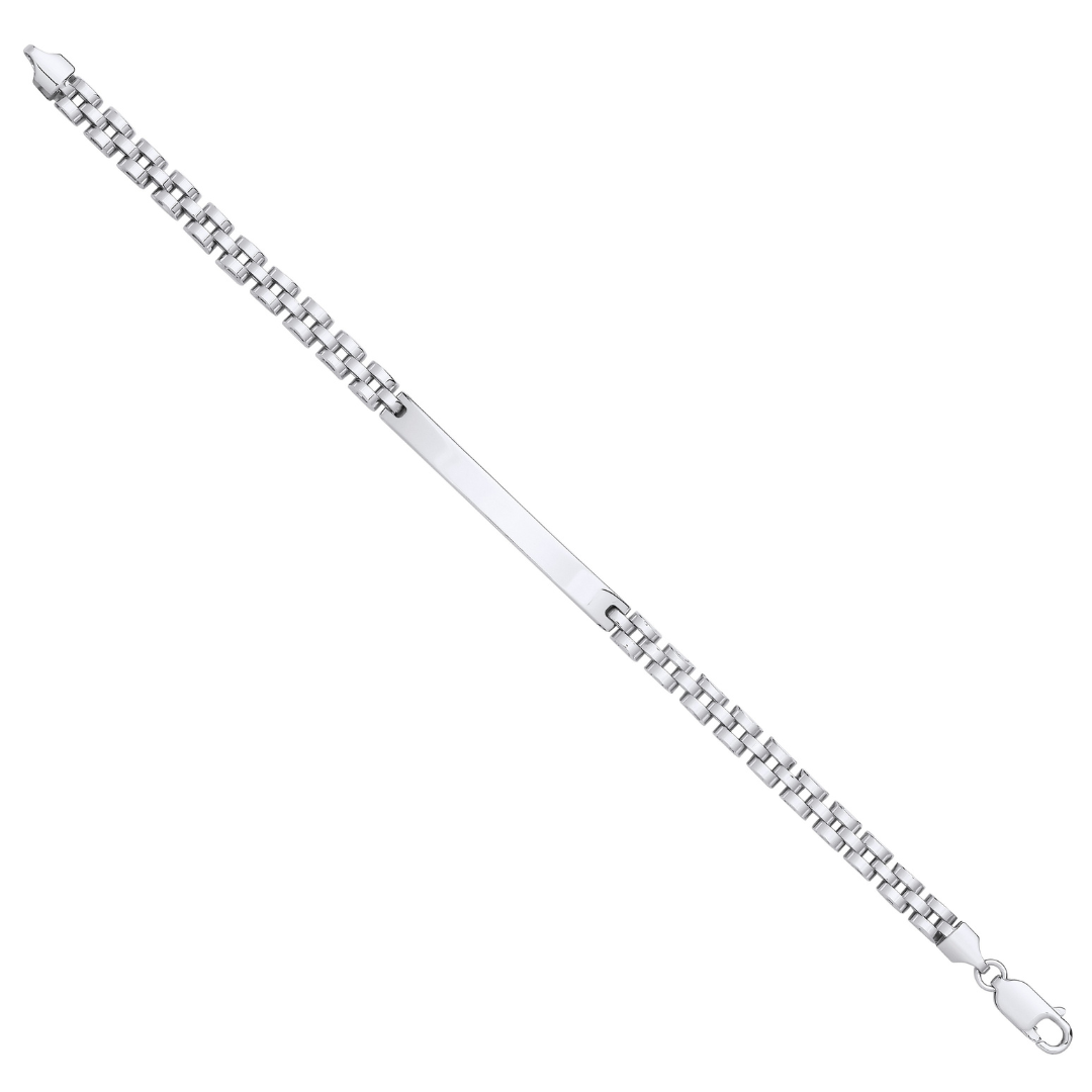 925 Sterling Silver Fancy 5mm Link ID Bracelet