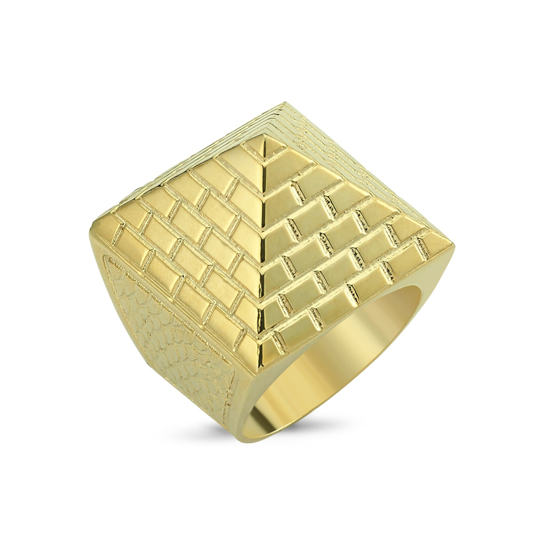 Mens gold pyramid ring deals