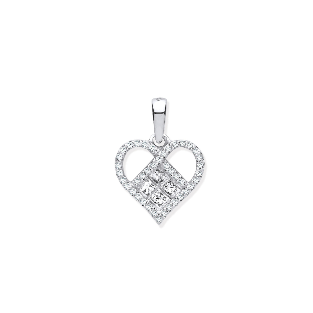 9ct White Gold 0.33ct Heart Diamond Pendant
