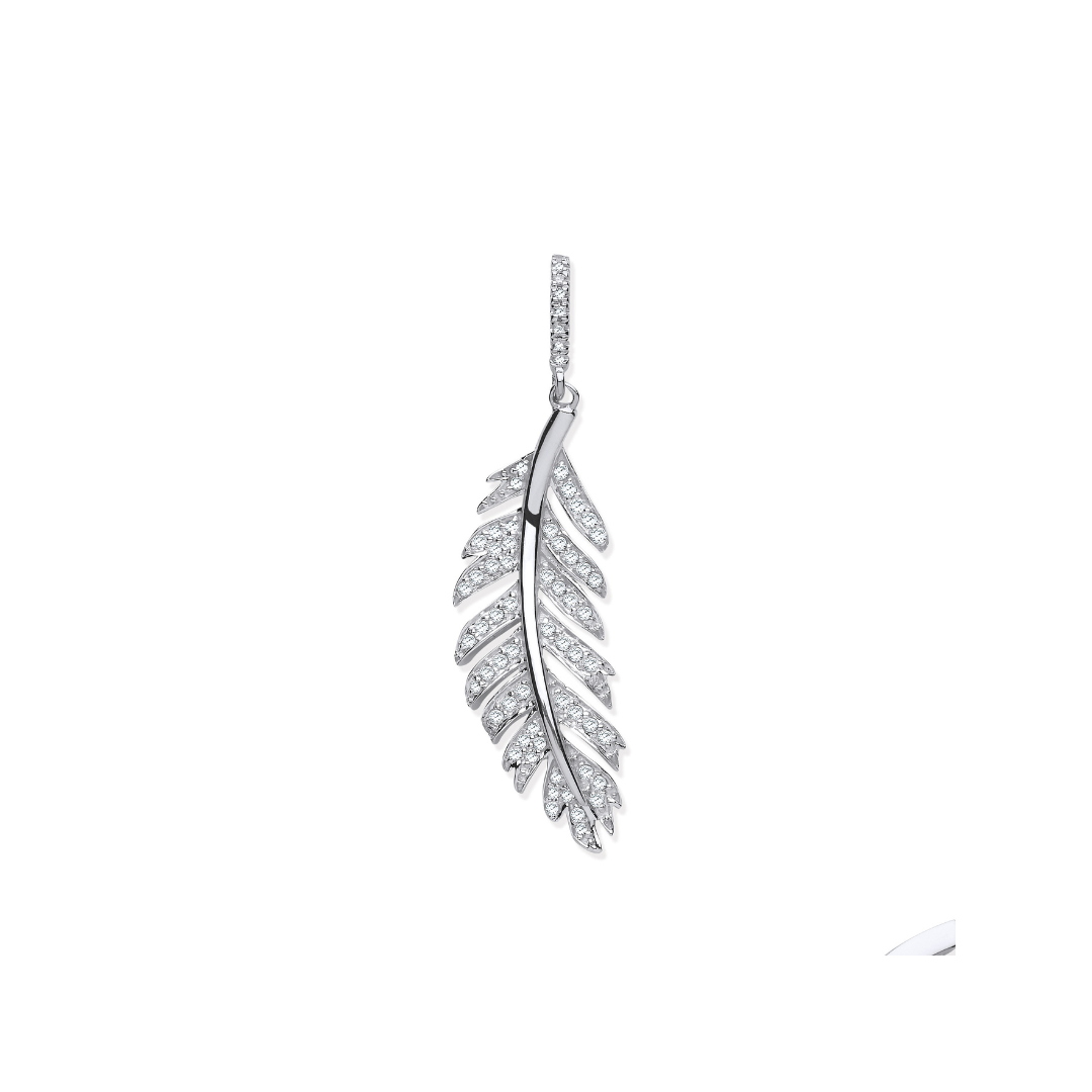 9ct White Gold 0.30ct Feather Shape Diamond Pendant