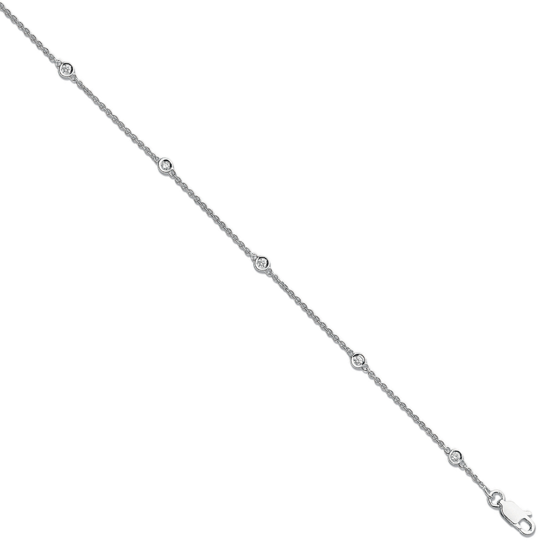 9ct White Gold 0.20ct Diamond by the Yard Bracelet