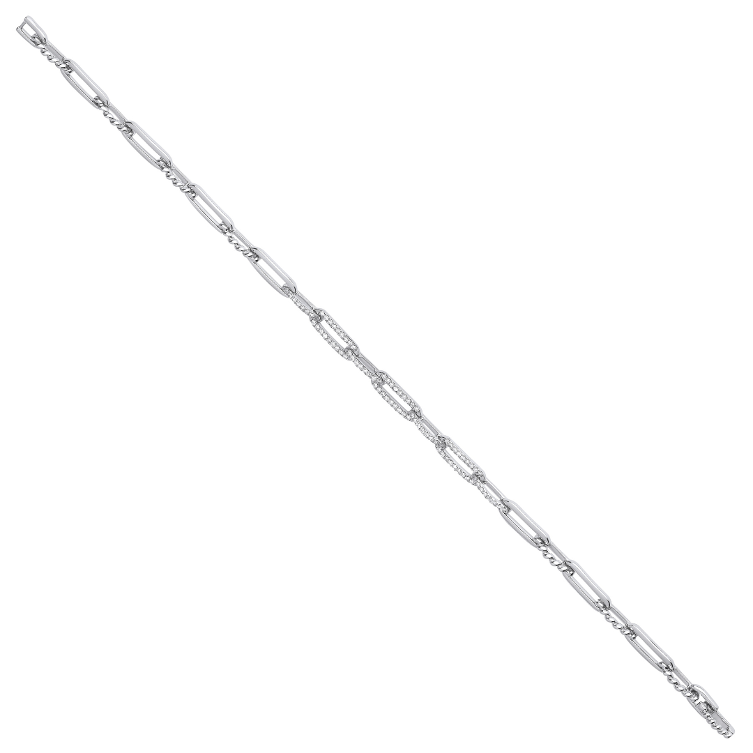9ct White Gold 0.42ct Curb Diamond Bracelet